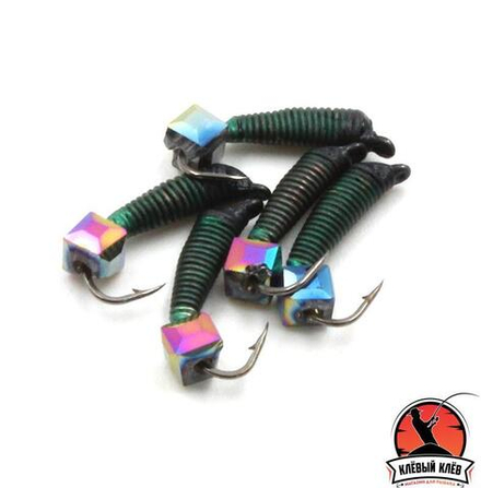 Мормышка вольф. безнасадочная "ЯМАН" Ручейник №3, d-1.5 мм, L-8.5 мм, вес 0,60 гр., кубик, цв. Зеленый