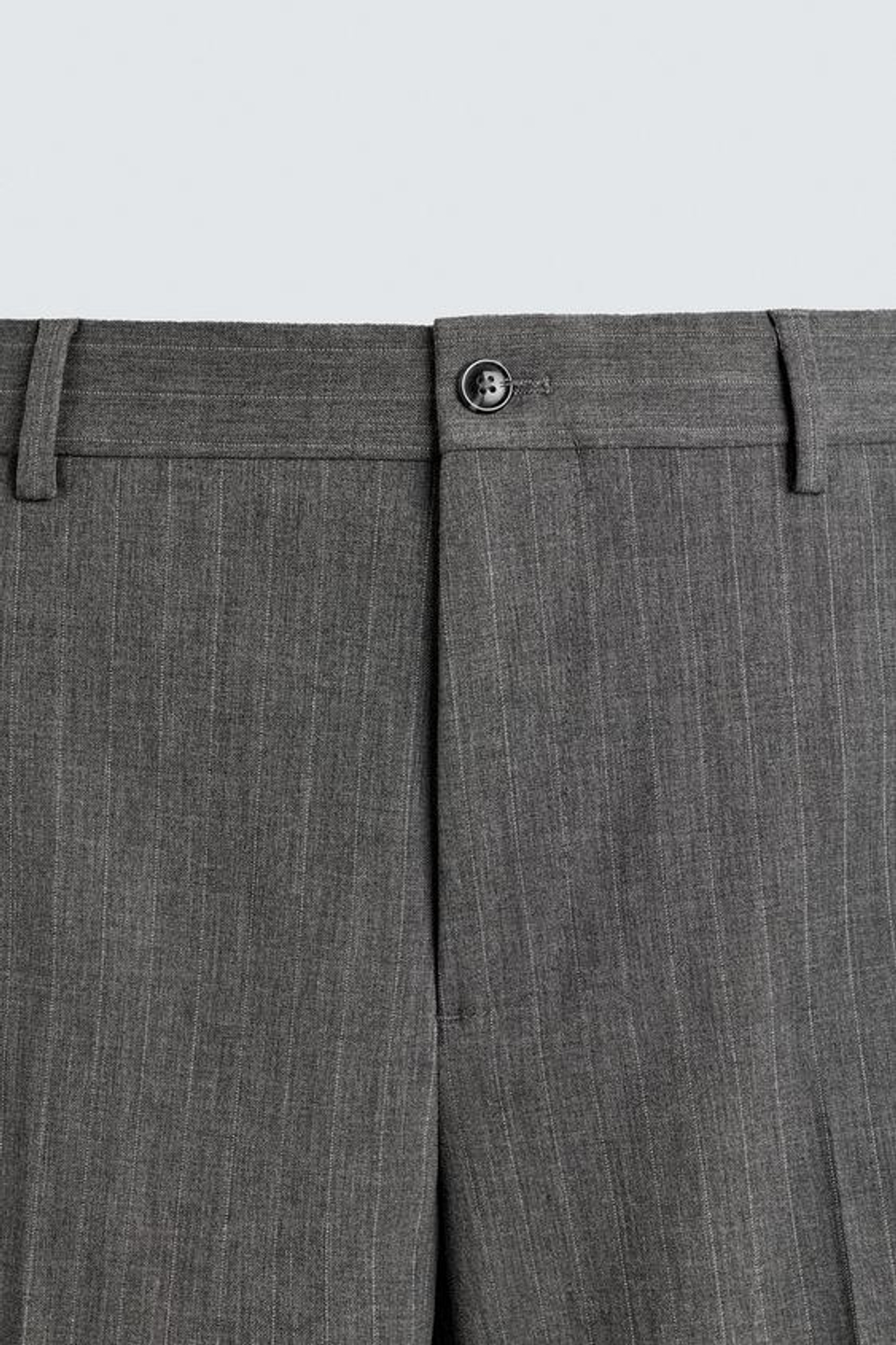 ZARA КОСТЮМНЫЕ БРЮКИ В ТОНКУЮ ПОЛОСКУ ИЗ ШЕРСТИ, СЕРЫЙ