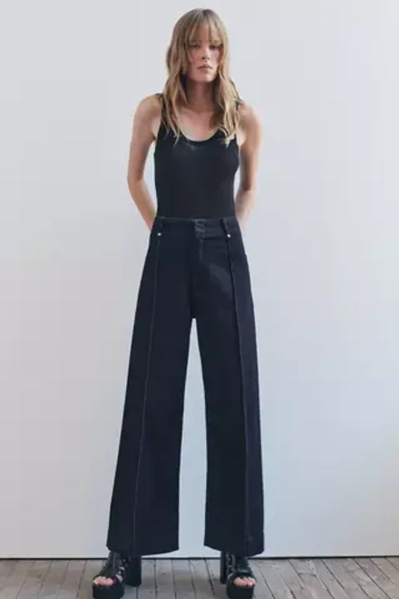 ZARA ДЖИНСЫ WIDE LEG С ВЫСОКОЙ ПОСАДКОЙ — ZW COLLECTION, СИНИЙ