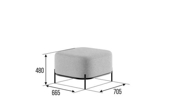 Джайв Диван одноместный без спинки JVE-3 Сан 02/Металл Черный 670*720*480