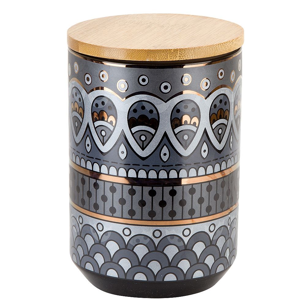 Банка для сыпучих продуктов (с бамбуковой крышкой) "Чайхана" d=10см. h=15см. v=820мл.