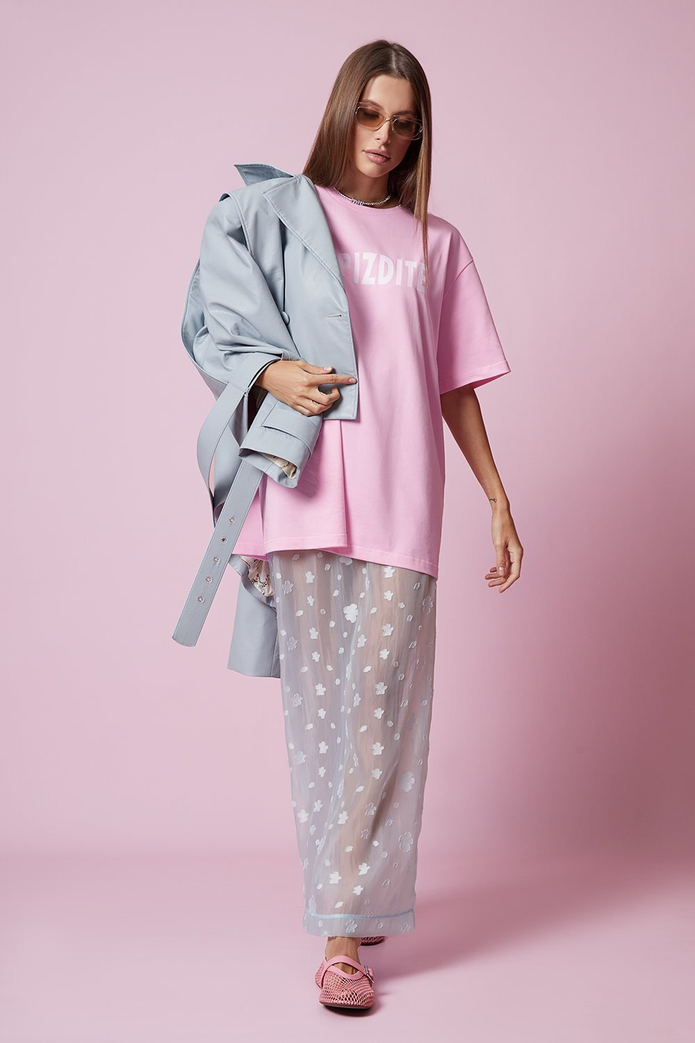 Куртка из эко-кожи голубая