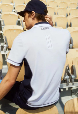 Мужское поло теннисное Lacoste Roland Garros Men's Polo Shirt - white/navy blue/white