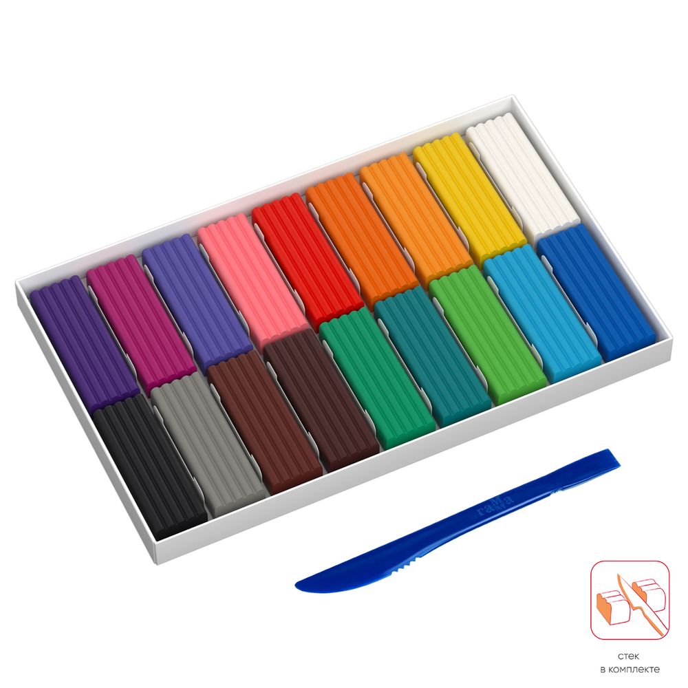 Пластилин 18 цветов Гамма Мультики, 360гр, со стеком, картон.упак.