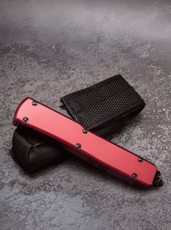 Тактический нож фронтально выкидной автоматический Microtech Красный