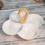 Менажница 4-х секционная с бамбуковой ручкой, 110-0923