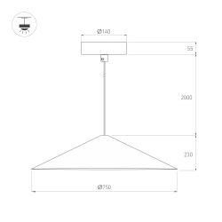 Светильник SP-MAKOTO-R750-14W Warm2700 (WH, 36 deg, 230V, TRIAC) (Arlight, IP20 Металл, 3 года) 054408