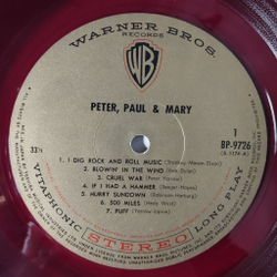 Винтажная виниловая пластинка LP Peter, Paul And Mary (Japan 1968) (Obi) (Red Wax Vinyl)