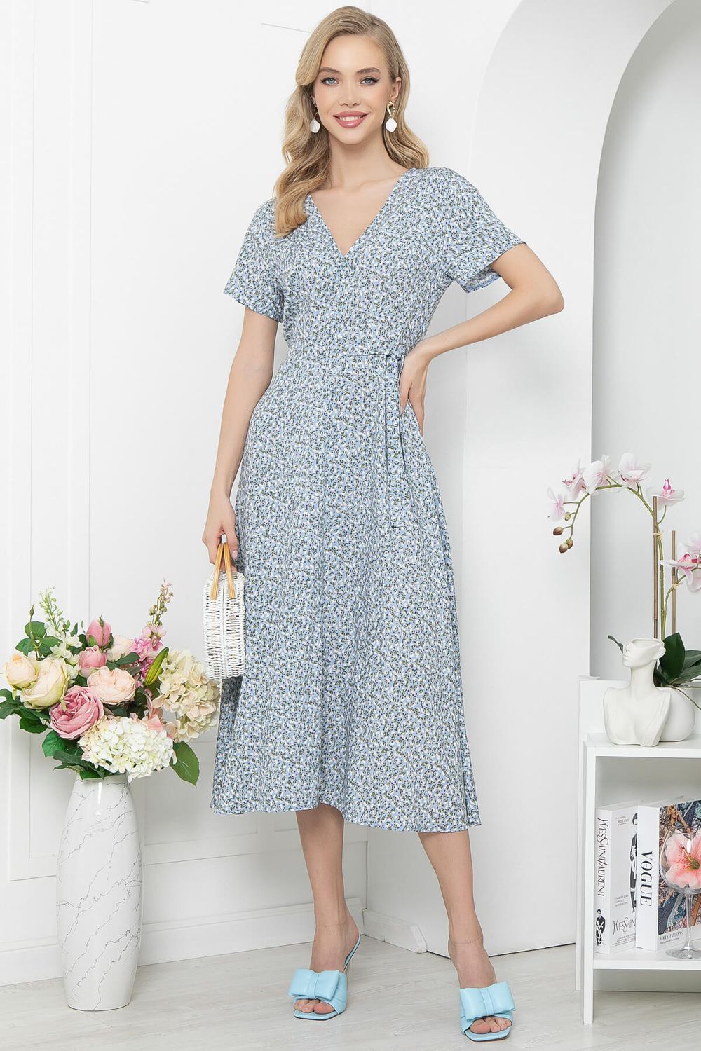 Платье "Римские каникулы" (голубое) П5605 LT Collection