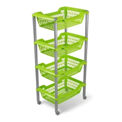 Этажерка универсальная Джета 4 корзины на колесиках салатовая С736САЛ (комплект 4 шт)