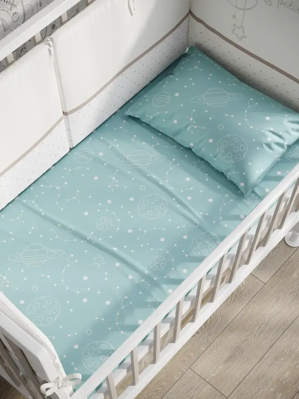 Наволочка комплект 2шт поплин Сказка "Астронавт" 50x70 см на молнии