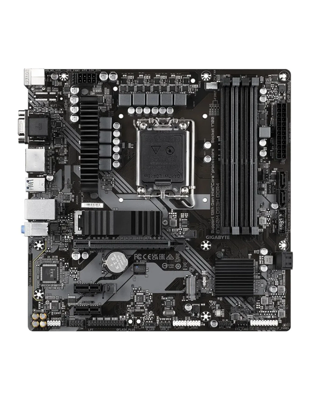 GIGABYTE B760M DS3H DDR4, LGA1700, B760, 4*DDR4, 4*SATA, 2*M.2, 3*USB 3.2, 2*USB 2.0, Type-C, 1*PCIx16, 2*PCIx1, D-Sub+HDMI+2*DP, mATX