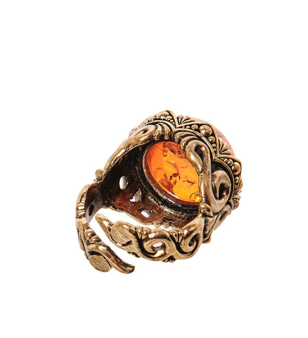 AM-2509 Кольцо «Театральное» (латунь, янтарь)