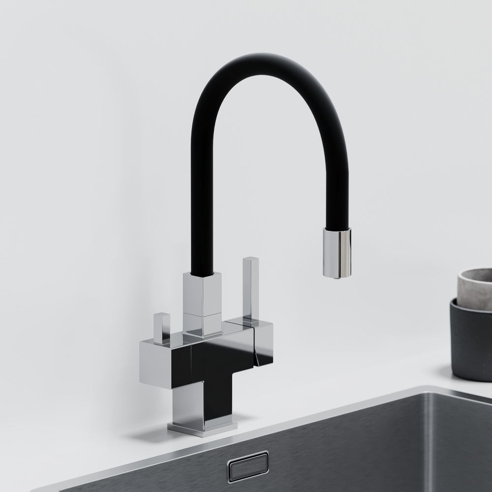 Смеситель для кухни Sancos Arno с гибким изливом, цвет хром/черный, арт. SC4005CH