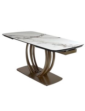 Стол MALTA 160 KL-188 Контрастный мрамор матовый, итальянская керамика/ каркас цвета шампань