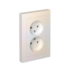Розетка 2-м СП AtlasDesign 16А IP20 без заземл. в сборе жемчуж. SE ATN000420