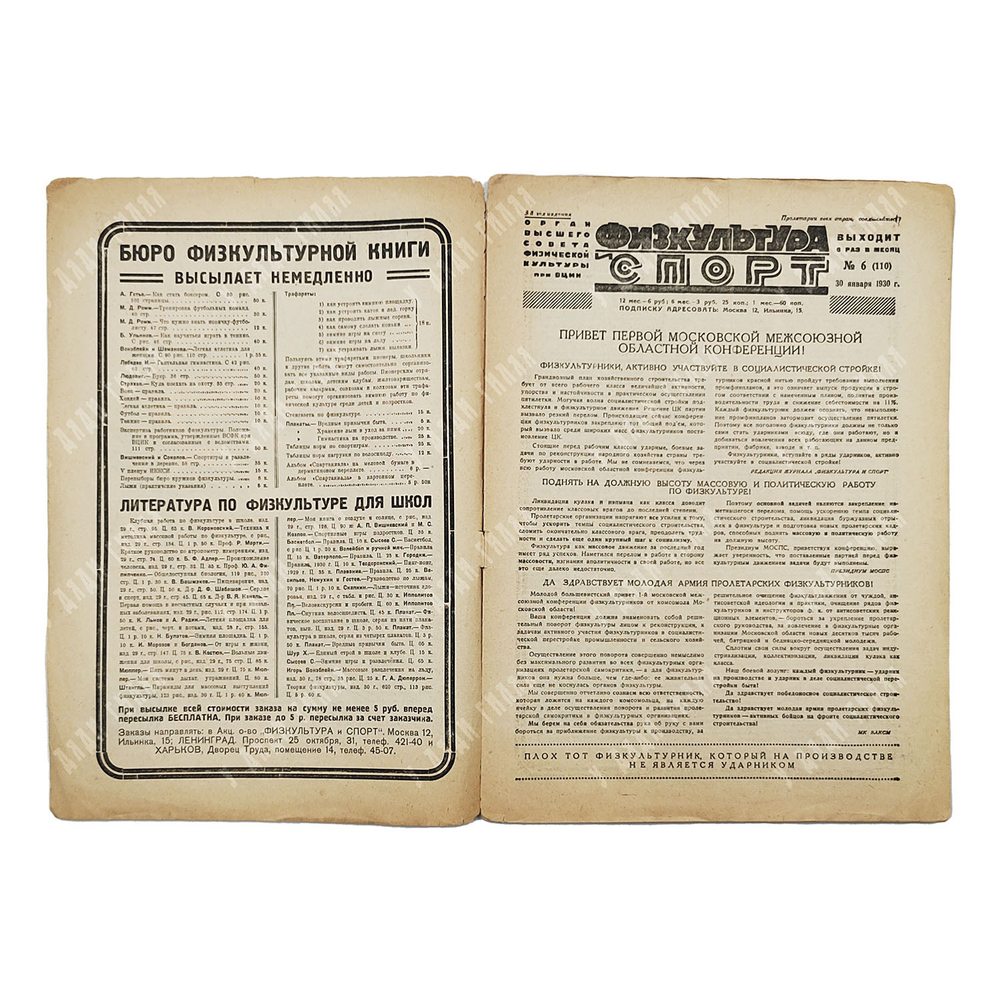 Физкультура и спорт. Журнал. № 6 (110), 1930.