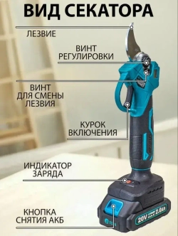 Набор садовых инструментов с удлинителем секатор и пила аккумуляторные, 2в1, 2 АКБ