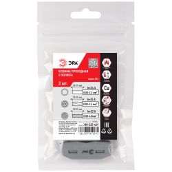 Клемма ЭРА NO-225-449 проходная 222-2412 с рычагами 2 полюса 0.08-2.5/4 мм2 упаковка 2 шт | Клеммы