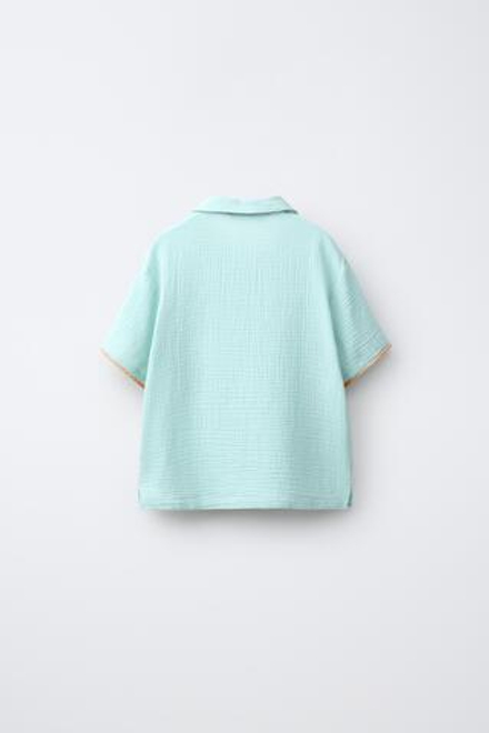 ZARA ПИЖАМА С КАРМАНОМ, ЦВЕТ МОРСКОЙ ВОЛНЫ