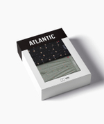 Мужские трусы боксеры Atlantic, набор из 2 шт., хлопок, черные + светло-зеленые, 2MBX-075