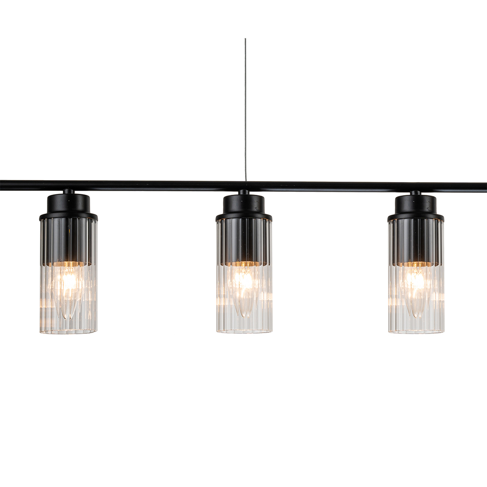 Светильник на штанге 5x40Вт, E14, металл/стекло, черный/прозрачный