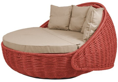 Круглый шезлонг Диван-кровать Nestbed (красный, подушка светло-серая)
