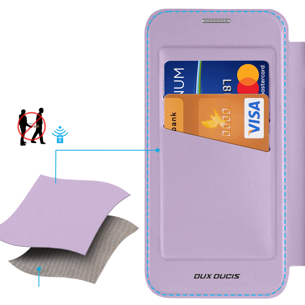 Чехол книжка фиолетового-розового цвета с MagSafe для Samsung Galaxy S26 Ultra, серия Skin X Pro Series от Dux Ducis