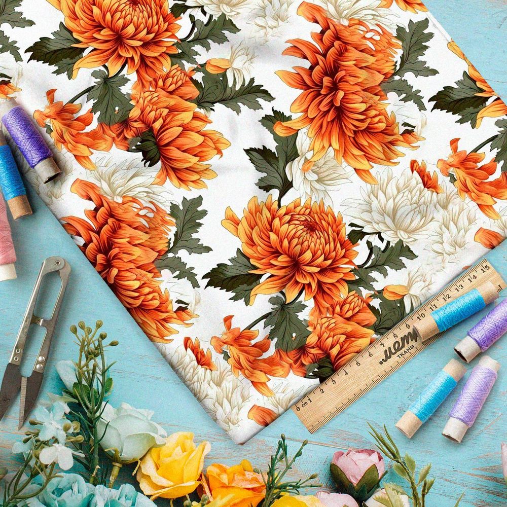 Ткань премиум шифон цветочные акценты