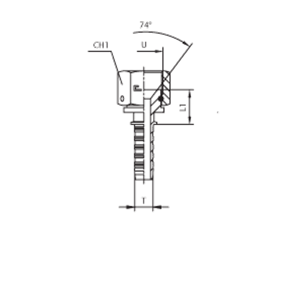 Фитинг DN 05 JIC (Г) 1/2 (штифтованная гайка)