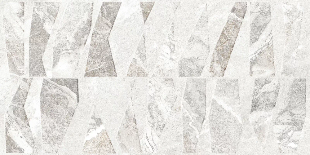 Настенная плитка Alma Ceramica TWU2550PRS17 Persey 24.9x50 белая / серая матовая / рельефная под камень / мозаику