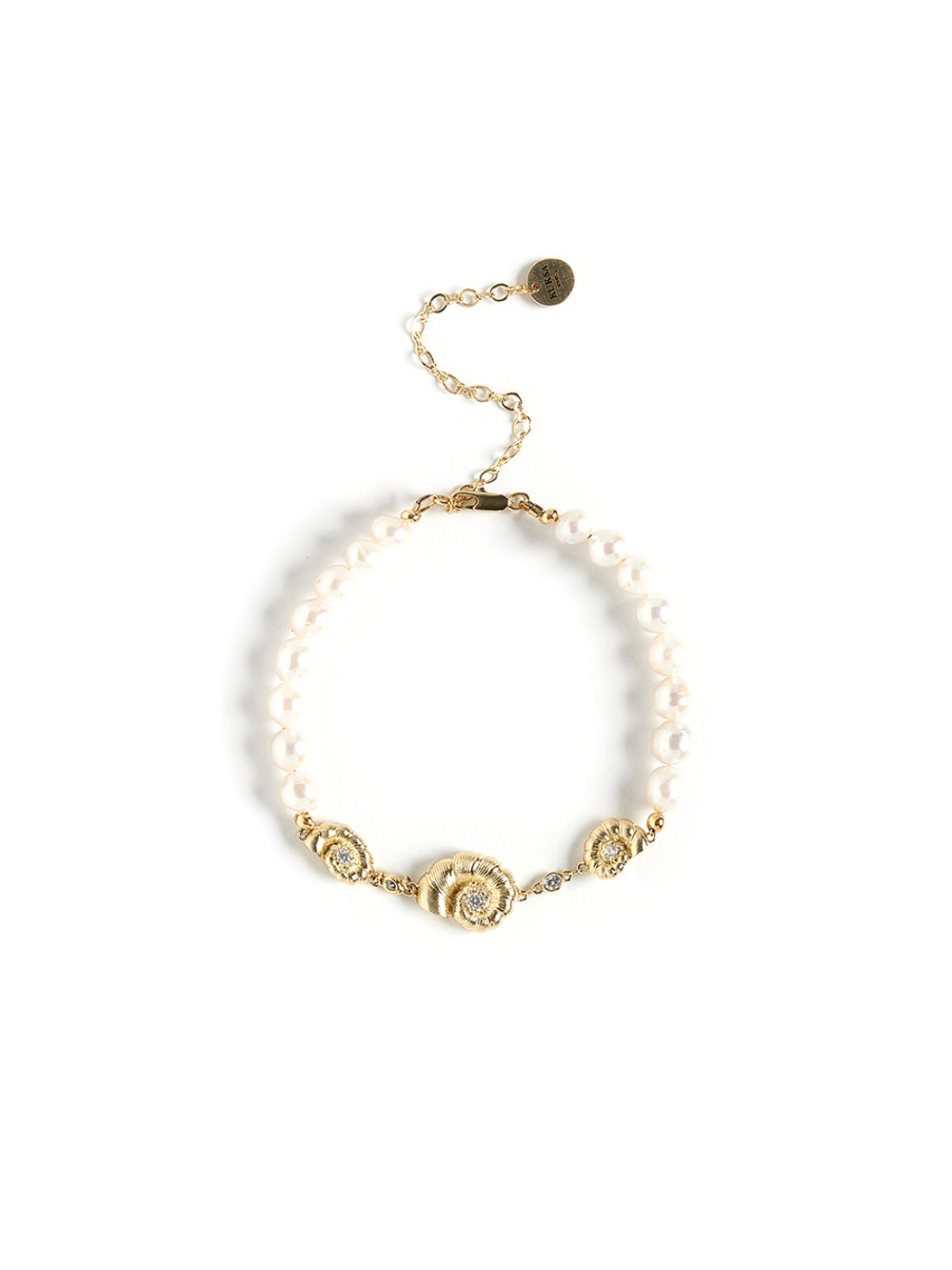 Браслет "Three shells pearls" Gold