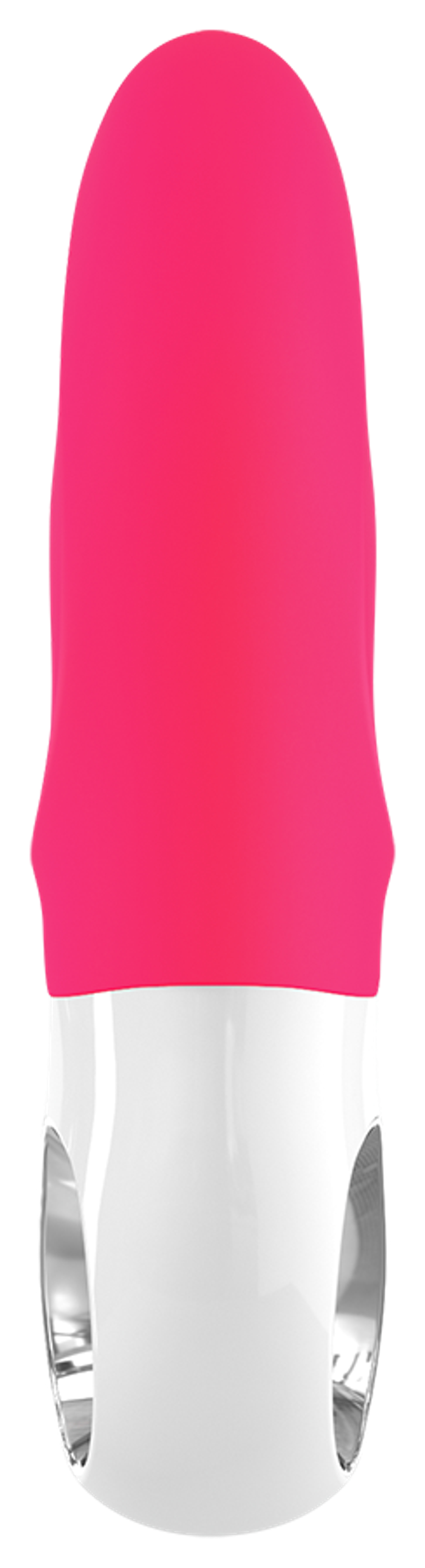 Ярко-розовый вибратор с клиторальным отростком MiSS Bi - 17 см.