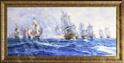 Плотников В. В. Атака русской эскадры Ф. Ф. Ушакова . Холст масло. 2022 г.