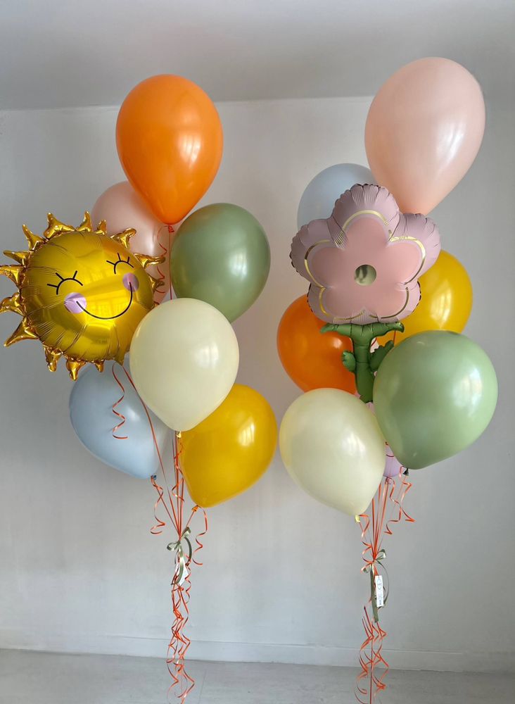 Воздушные гелиевые шарики с доставкой по Хабаровску солнце/цветок №4936