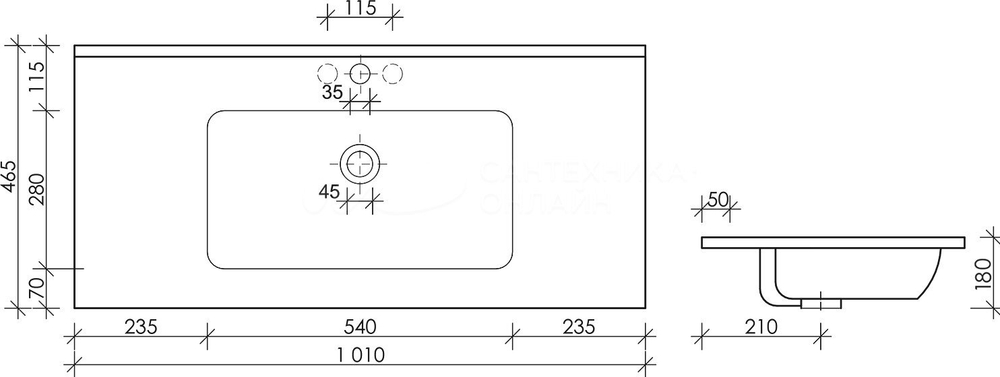 Раковина Ceramica Nova Element 101 см, CN7003