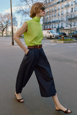 ZARA БРЮКИ-КЮЛОТЫ С РЕМНЕМ, МОРСКОЙ СИНИЙ