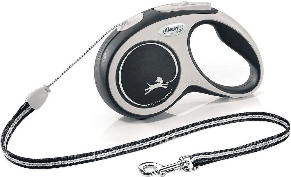 flexi рулетка NEW LINE Comfort S (до 12 кг) трос 5 м серый/черный