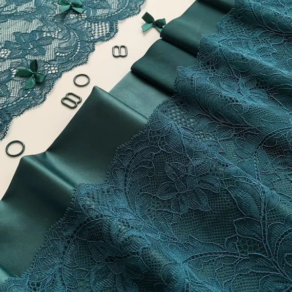 Кружево эластичное изумруд 21 см, Китай