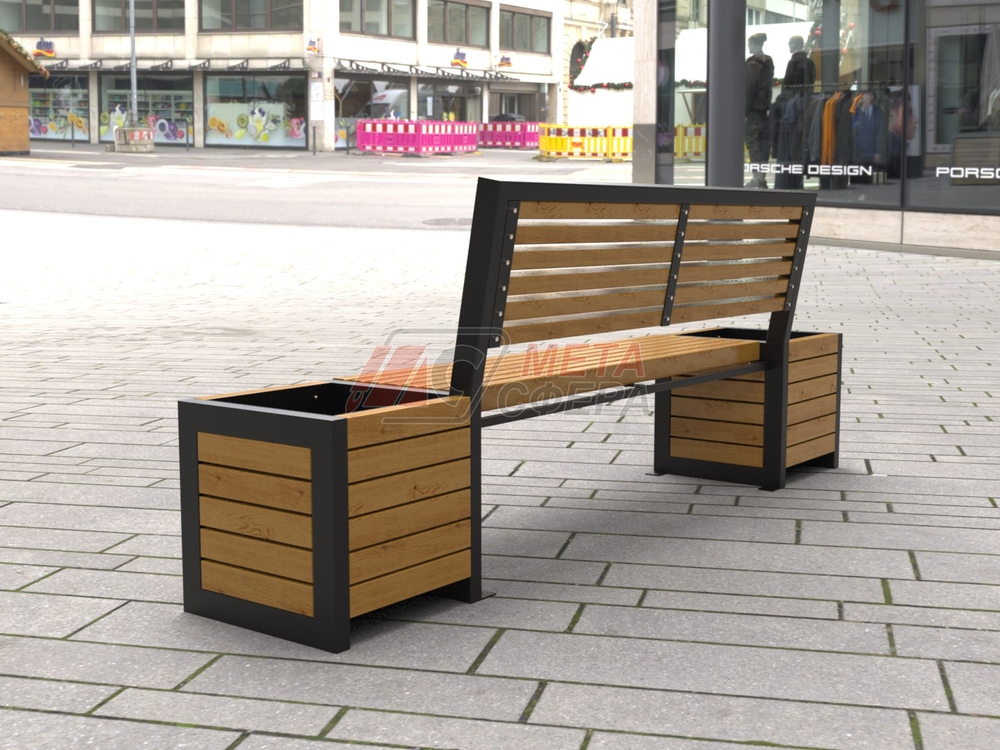 Скамейка Бонжур с 2 цветочницами