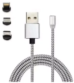 Кабель 1m USB/Lightning М-7 SZX 360* магнитный в тканевый оплетке silver