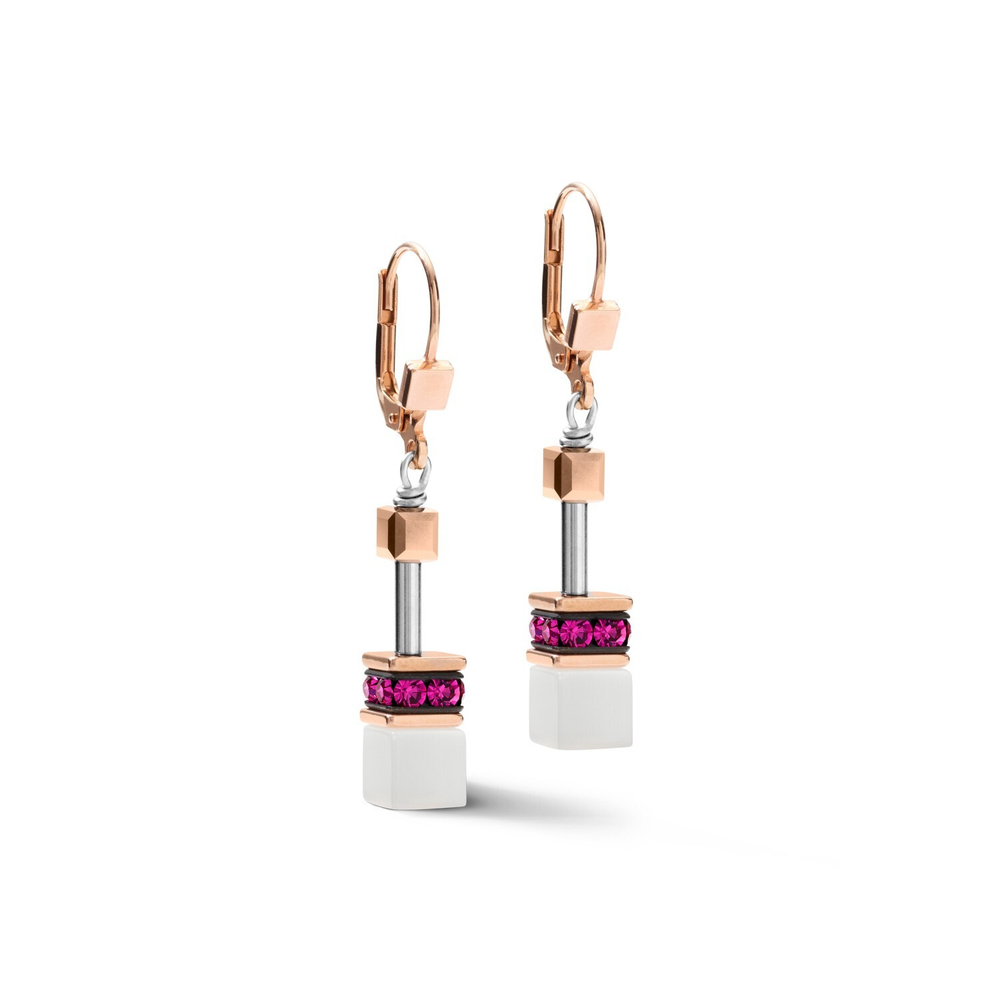 Серьги White&Pink Rose Gold Coeur de Lion