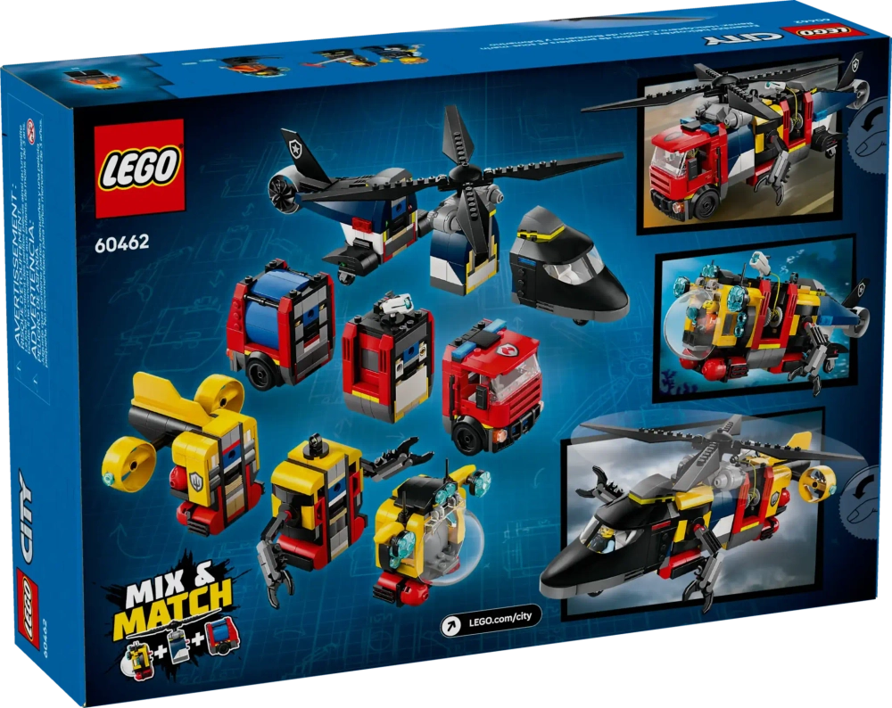 Конструктор LEGO City 60462 Вертолет, пожарная машина и подводная лодка