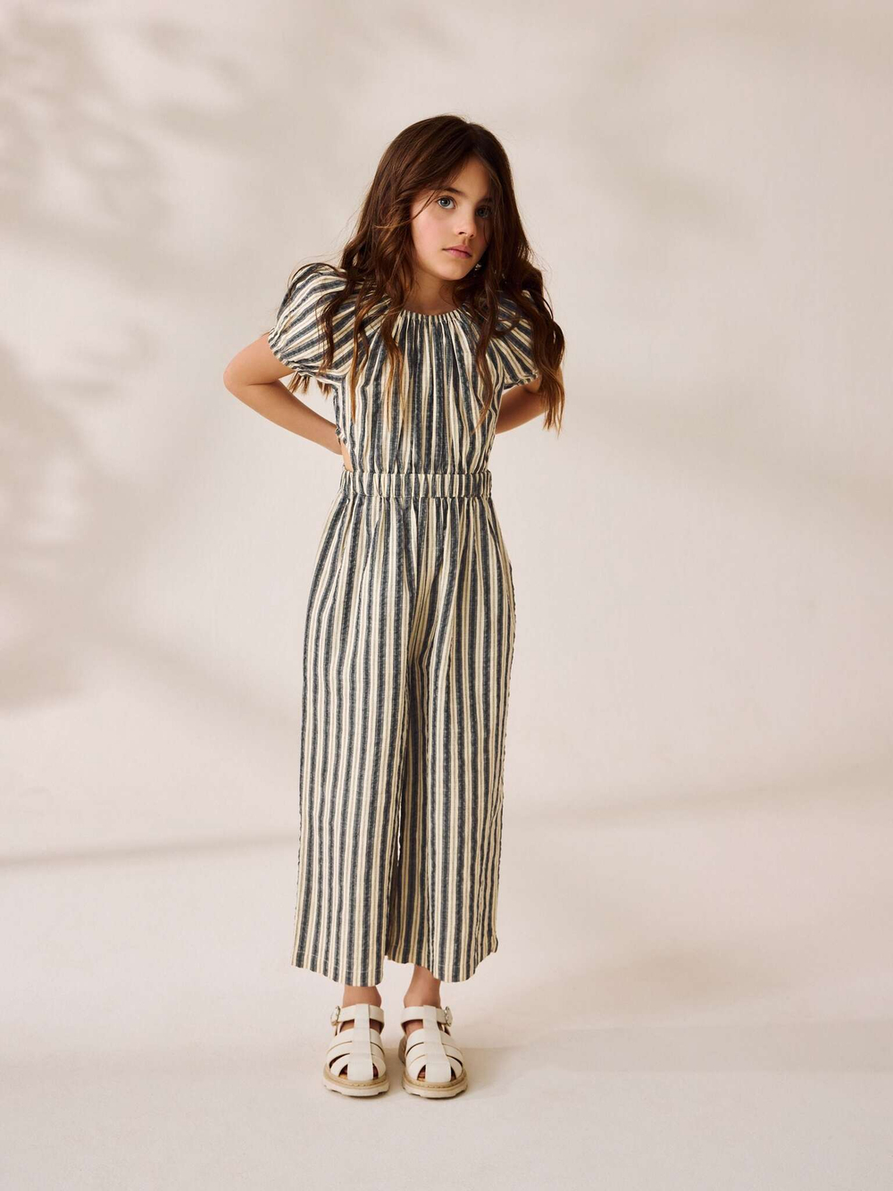 Комбинезон летний для девочки Next E36-538, Бежевый, Термно-серый