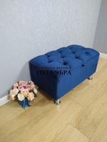 Банкетка синий ВЕЛЮР с нишей для хранения
