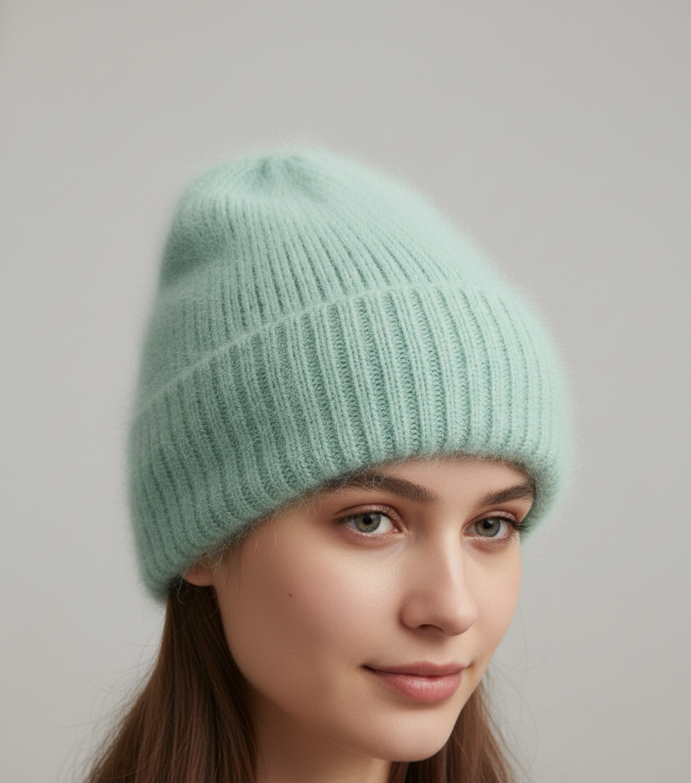 Шапочка из ангоры Biagioli Modesto шалфейно-мятная