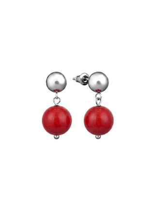 Серьги База 6 с кораллом / Basic 6 red