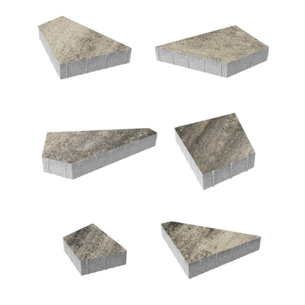 Тротуарная плитка ОРИГАМИ - Листопад гладкий Антрацит, комплект из 6 видов плит