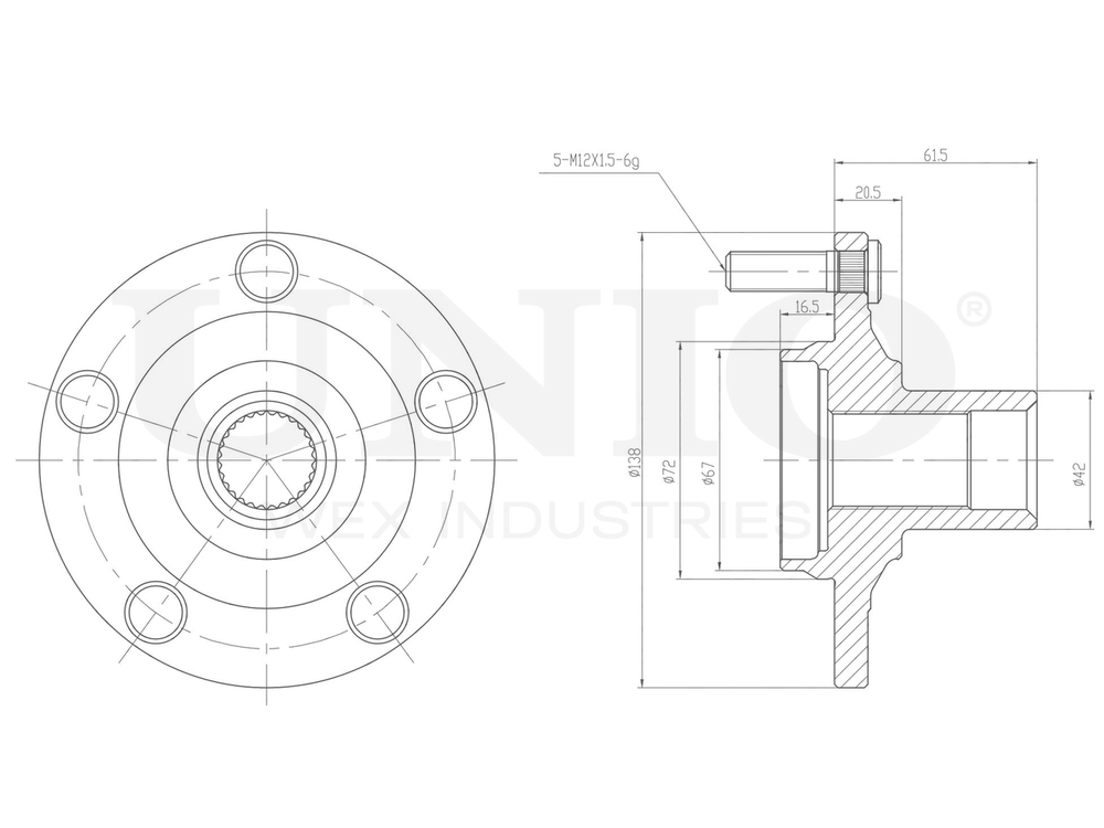 Ступица передняя (с ABS) UNIO HUB-20258