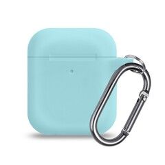 Силиконовый чехол с карабином для AirPods 1, 2 Protective Case (Sky blue / Небесно-голубой)